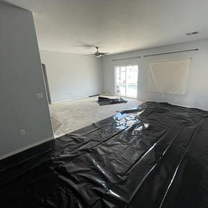 concrete subfloor with a vapor barrier